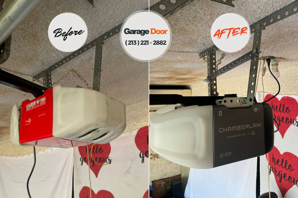 Before and after: garage door repair Santa Fe Springs, CA